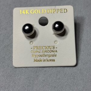 New! 14K White Gold Dipped Hypoallergenic Stud Earrings